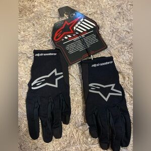 Astars Black Brushed Silver Motocross Radar Gloves w Reflective Speckle size M